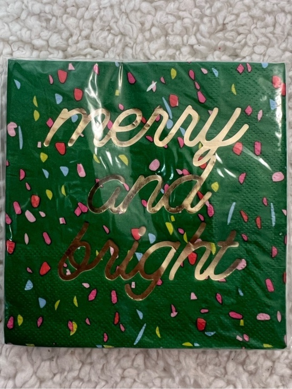 🎉2/$10 Kailo Chic "Merry and Bright" Paper with Foil Beverage Napkins